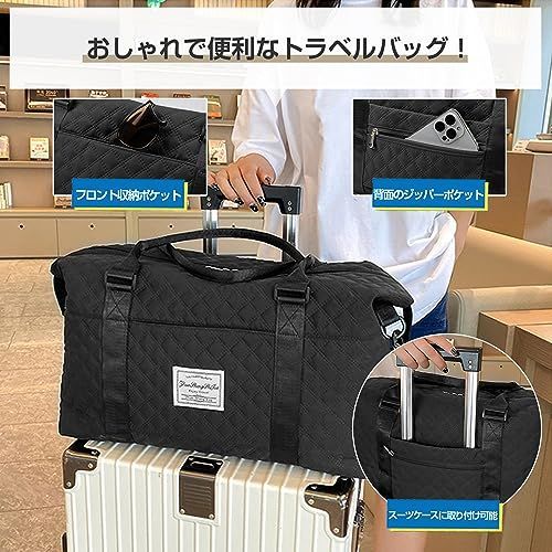 A-ブラック Ganve レディース ボストンバッグ 4way 大容量 35L