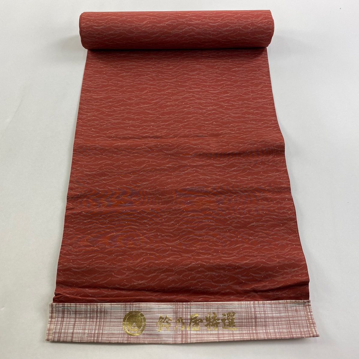 反物 秀品 小紋 鈴乃屋 露芝 茜色 正絹
