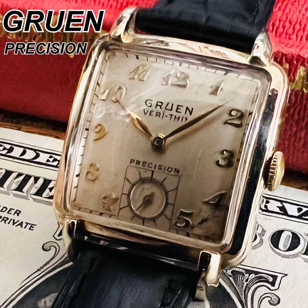 美品【動作良好】GRUEN グリュエン ベリシン 10k 金張りメンズ 腕時計 