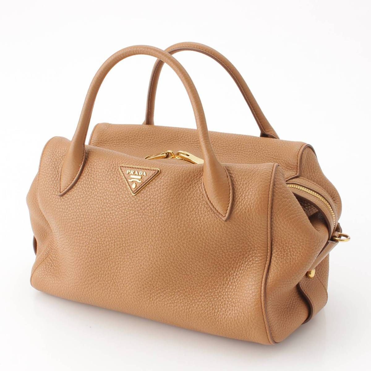 PRADA ベージュ ハンドバッグ ベージュ/グラニットグレー スモール エンブロイダリー