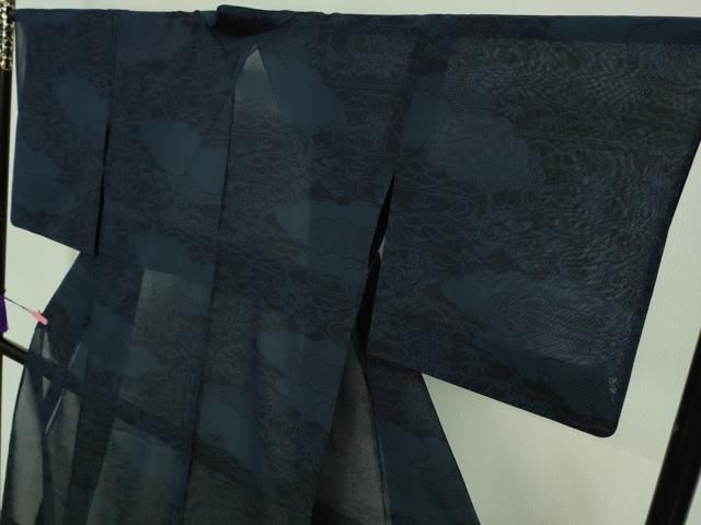 平和屋着物□極上 夏物 男性 夏駒結城 結城紬 夏結城 キングサイズ 青  