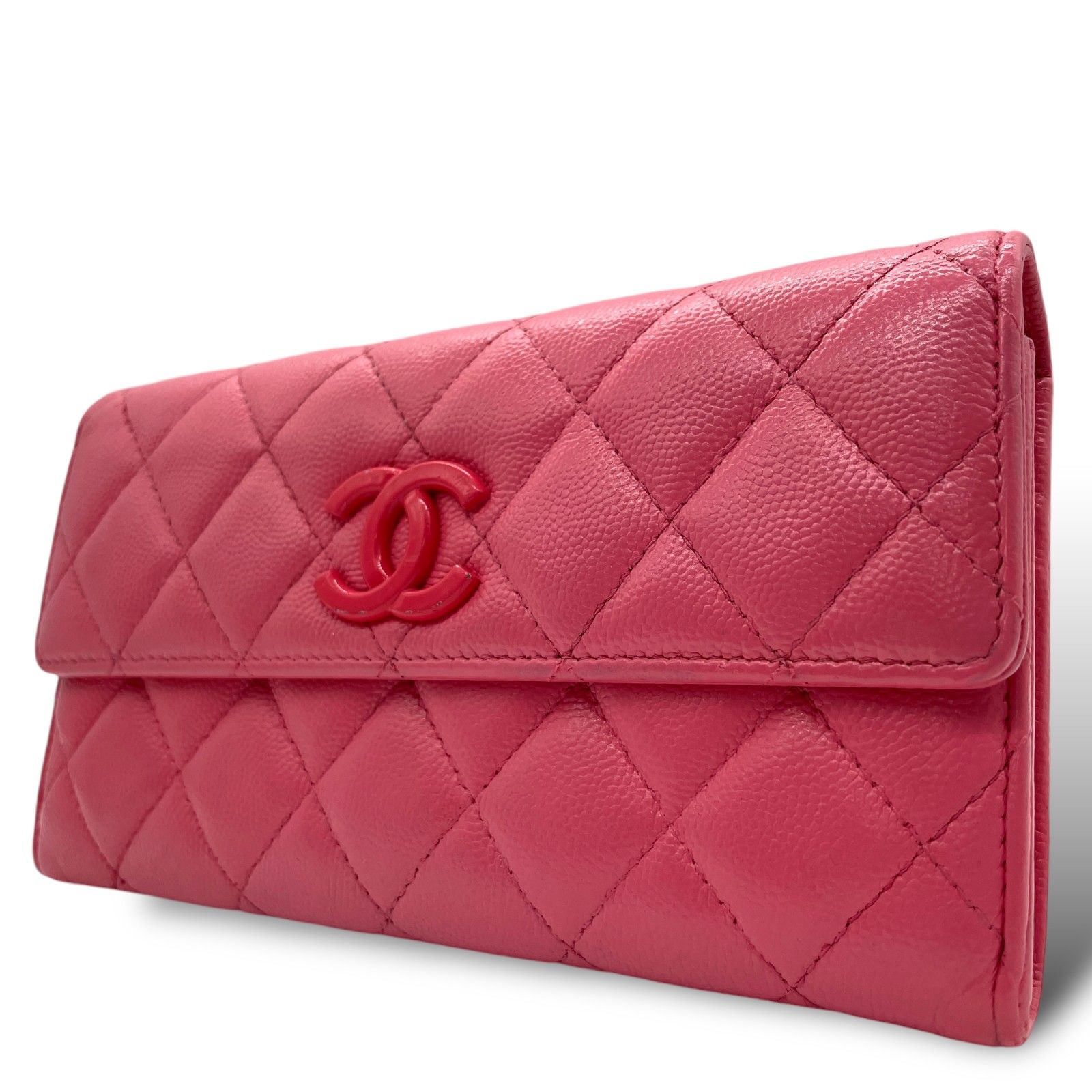 CHANEL シャネル 長財布 シリアルシール有り マトラッセ ピンク  