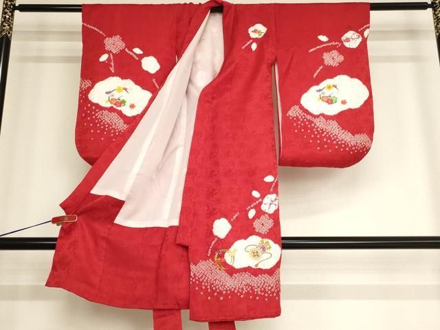 平和屋着物[]七五三 女の子 3歳 祝着 のしめ 絞り 刺繍 花鼓文 金糸 