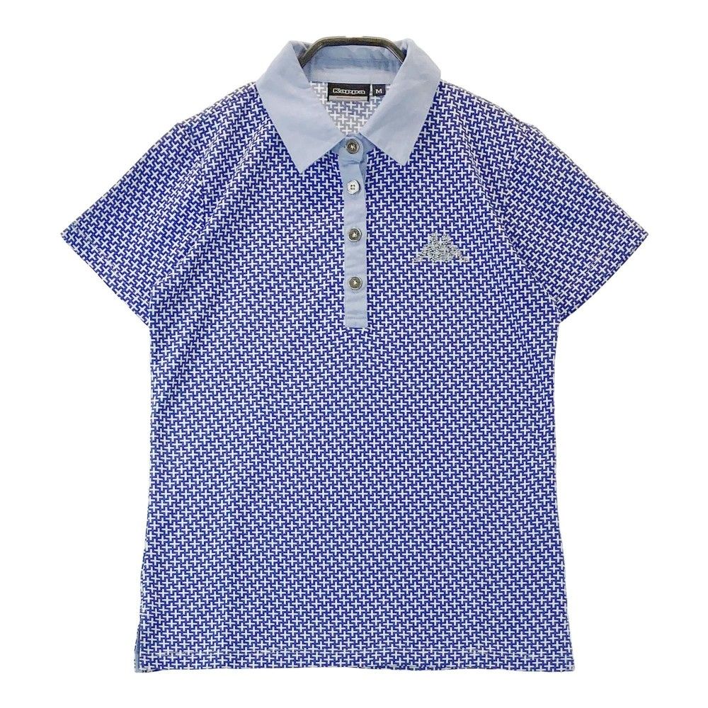 サイズ：M KAPPA GOLF カッパゴルフ 半袖ポロシャツ 総柄 ブルー系