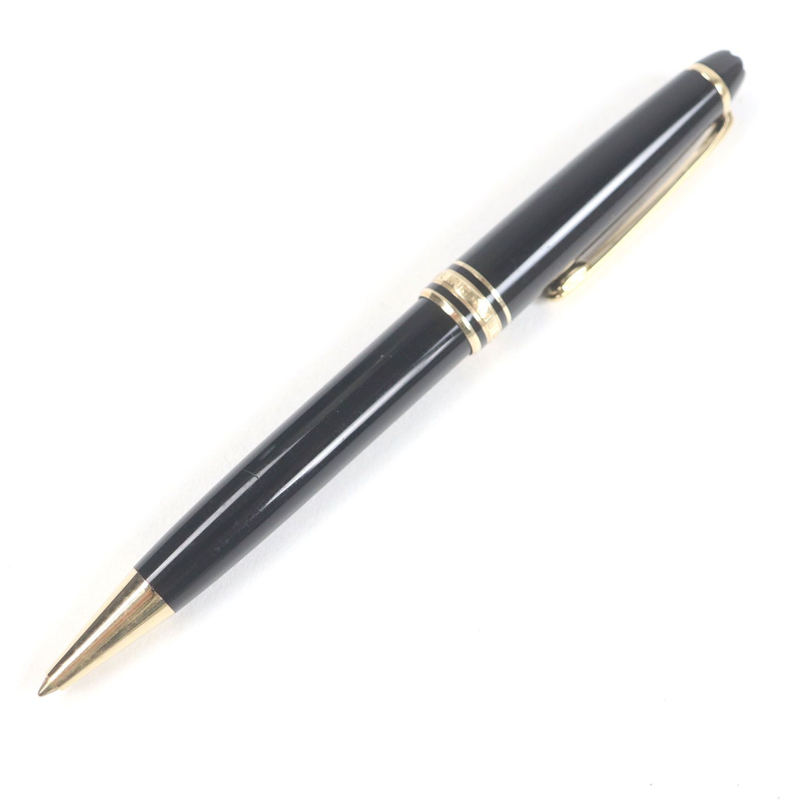 □MONTBLANC モンブラン マイスターシュテュック ホワイトスター ツイスト式 ボールペン ブラック ゴールド ドイツ製 メンズ 筆記 済み
