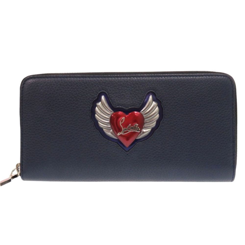 クリスチャンルブタン フライングハート レザー ネイビー 長財布 0156 Christian Louboutin