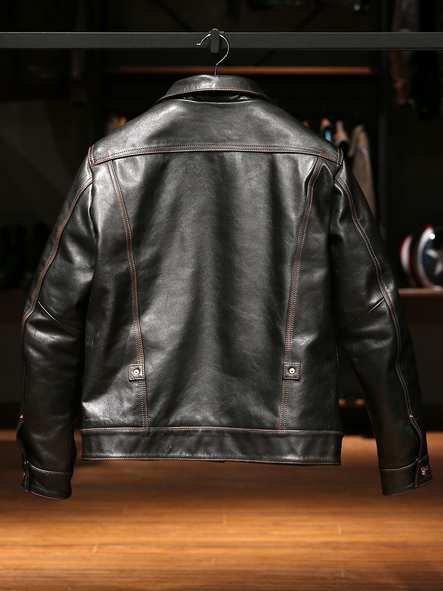 ジャケット メンズ 革ジャン 馬革 ホースハイドレザージャケット ライダースジャケットヴィンテージ加工 jjfff KANDAIZUMI_COM