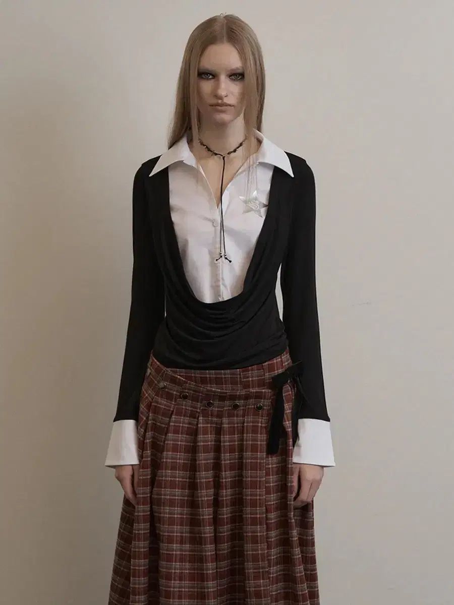 EXE のセットアップ シャツ レイヤード トップス 黒