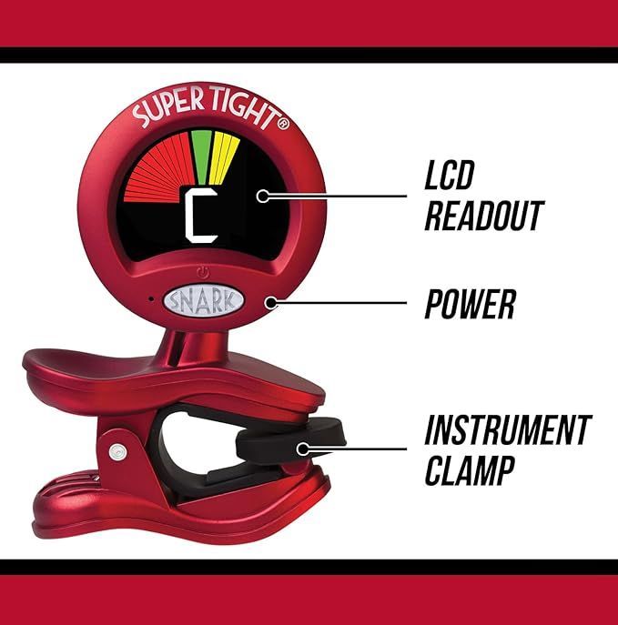 【在庫処分】SNARK 外部マイク付 全楽器対応 クリップ式 クロマチックチューナー ST-2 レッド