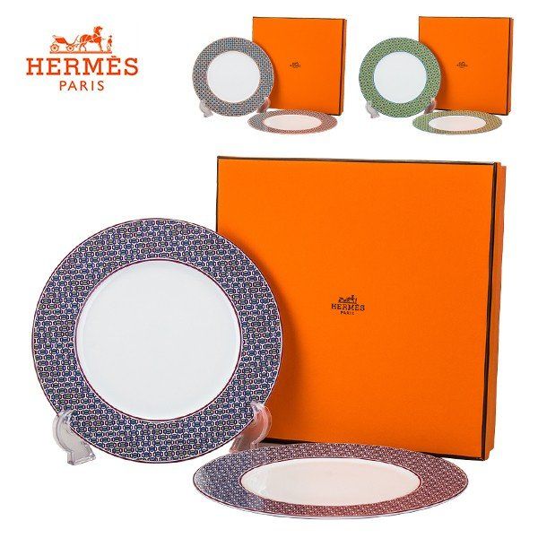エルメス Hermes タイ セット デザートプレート ペア 21.6cm 2枚セット TIE SET Dessert Plate プレート 皿 食器 HER-78