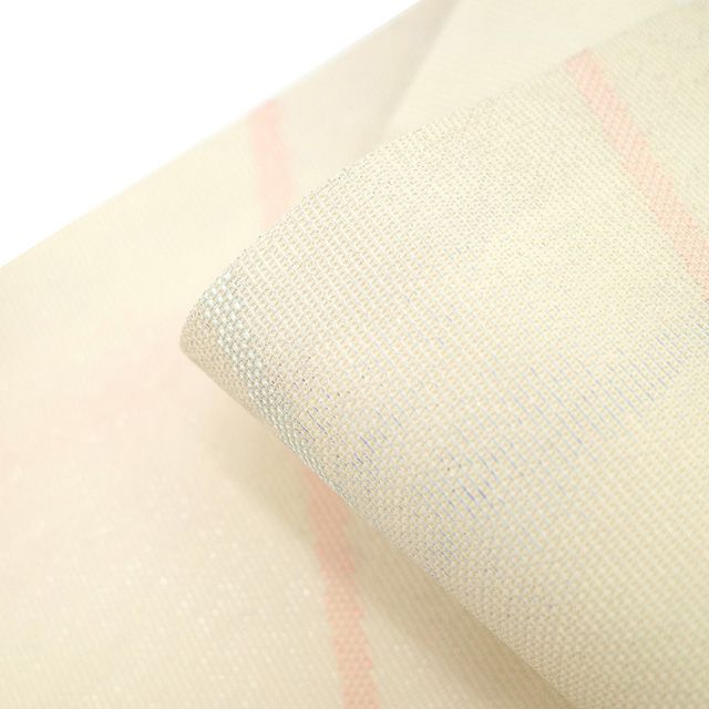 新古品】 夏物 名古屋帯 未使用 正絹 紗 九寸 銀糸 織り柄 オフ