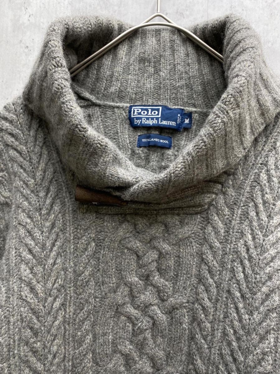 ポロラルフローレン　ケーブルニット　人気カラー　　グレー　M ケーブルニット コットン セーター （ニット・セーター）｜POLO