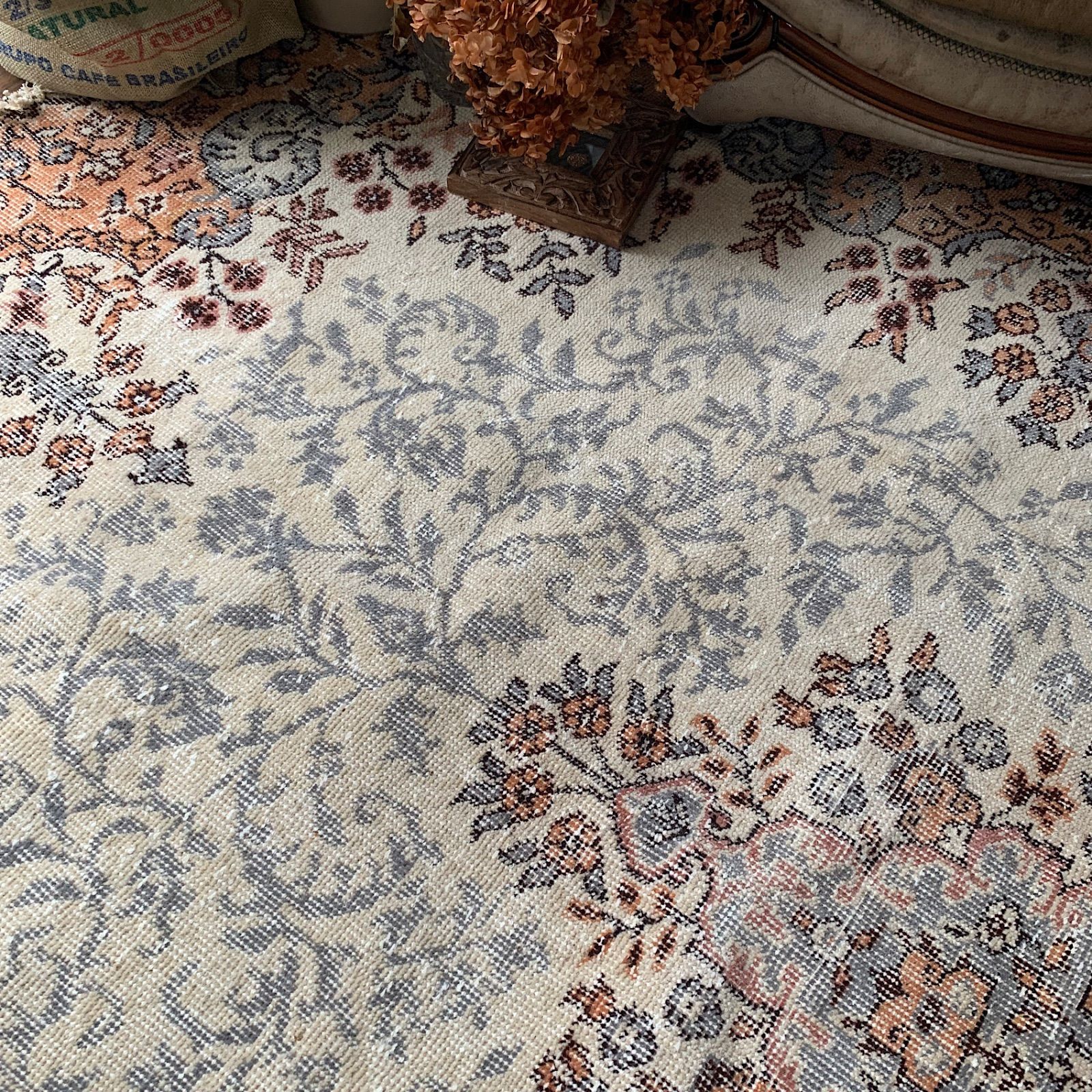 特大　超大判 274×160 マンダリンオレンジ トルコヴィンテージラグ 特大 超大判 274×160 マンダリンオレンジ トルコヴィンテージラグ 絨毯