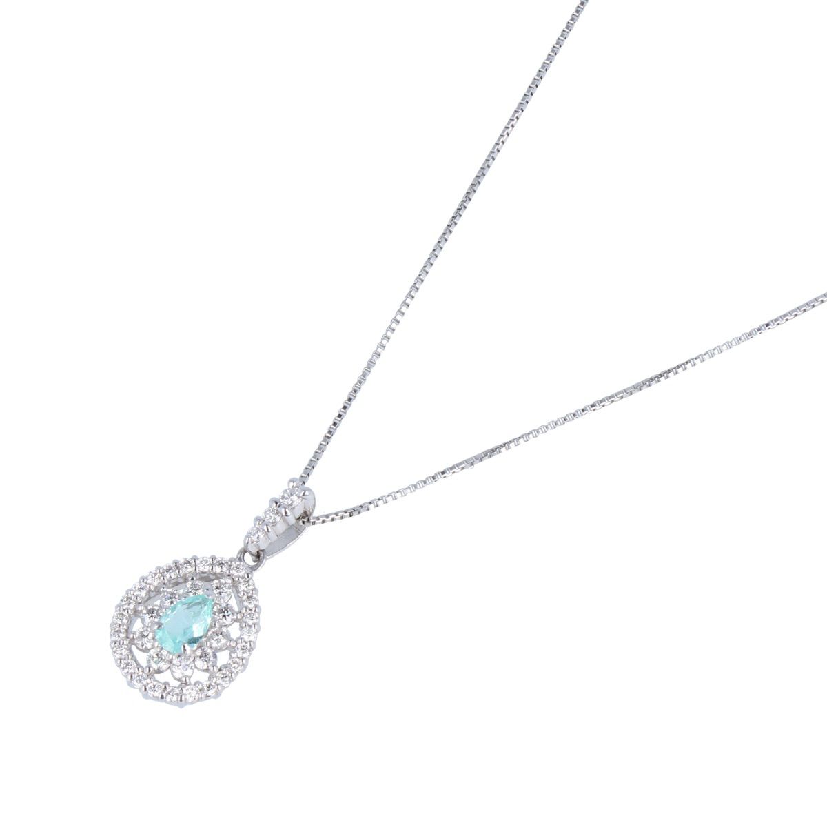 色石ネックレス 色石 0.14ct ダイヤモンド 0.30ct プラチナ Pt900 