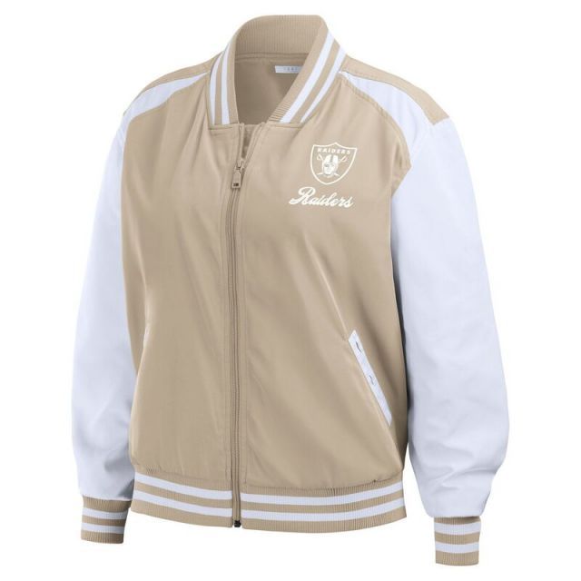 【送料無料】 ウェア バイ エリン アンドルーズ レディース ジャケット・ブルゾン アウター Women's WEAR by Erin Andrews Tan Las Vegas Raiders Tonal Full-Zip Bomber Jacket Ton
