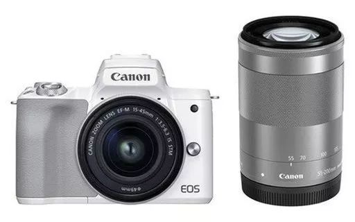カメラ Canon ミラーレス一眼カメラ EOS Kiss M2 ダブルズームキット ホワイト EOSKISSM2 WHWZK