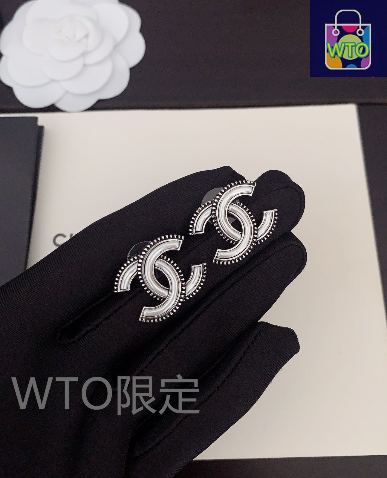 最 アンティークシルバーパールCCイヤリング-WTO輸入2