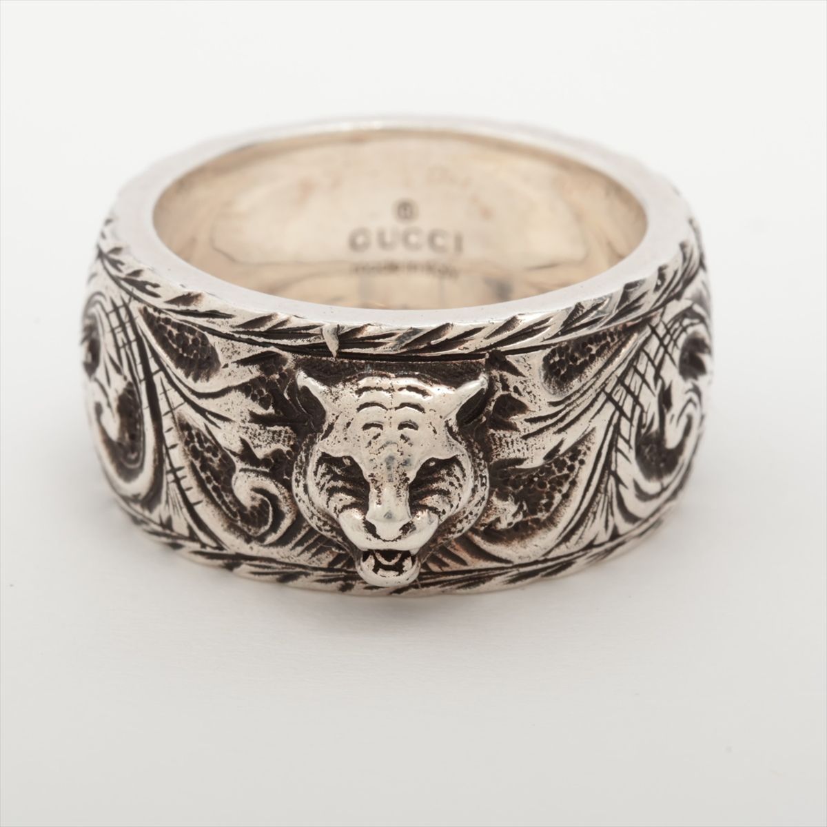 GUCCI ガーデン タイガーヘッド シルバー リング マカライト サイズ12 GUCCI グッチ タイガーヘッド アラベスク ガーデン シルバーリング 12