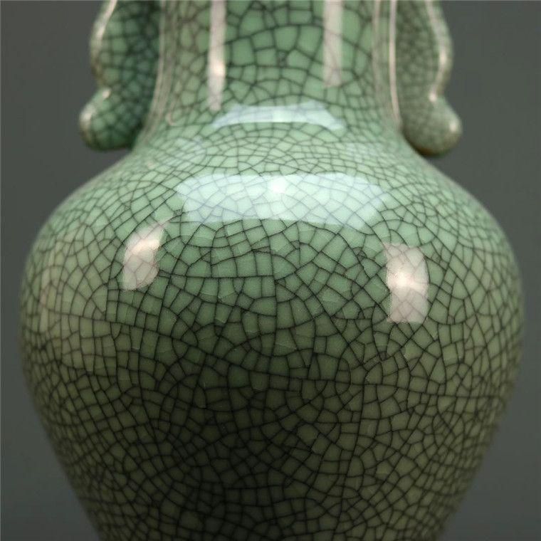 北宋青磁割れ両耳瓶 景徳鎮 陶磁器 装飾品 現代工芸品 美術品