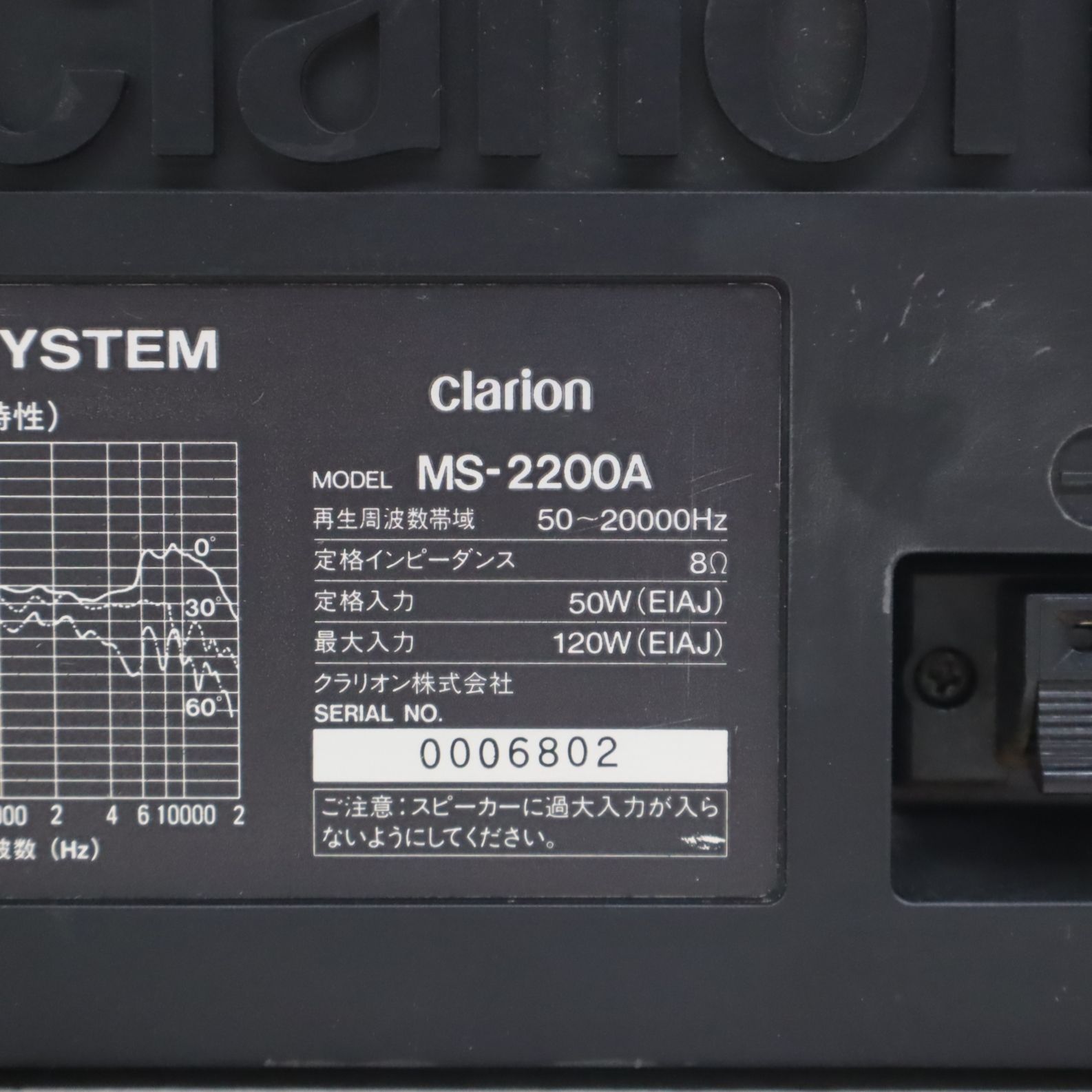 ◇ ｜スピーカー Lのみ 1個｜Clarion クラリオン MS-2200A 吊り下げ用｜ブラック □P3146 - メルカリ