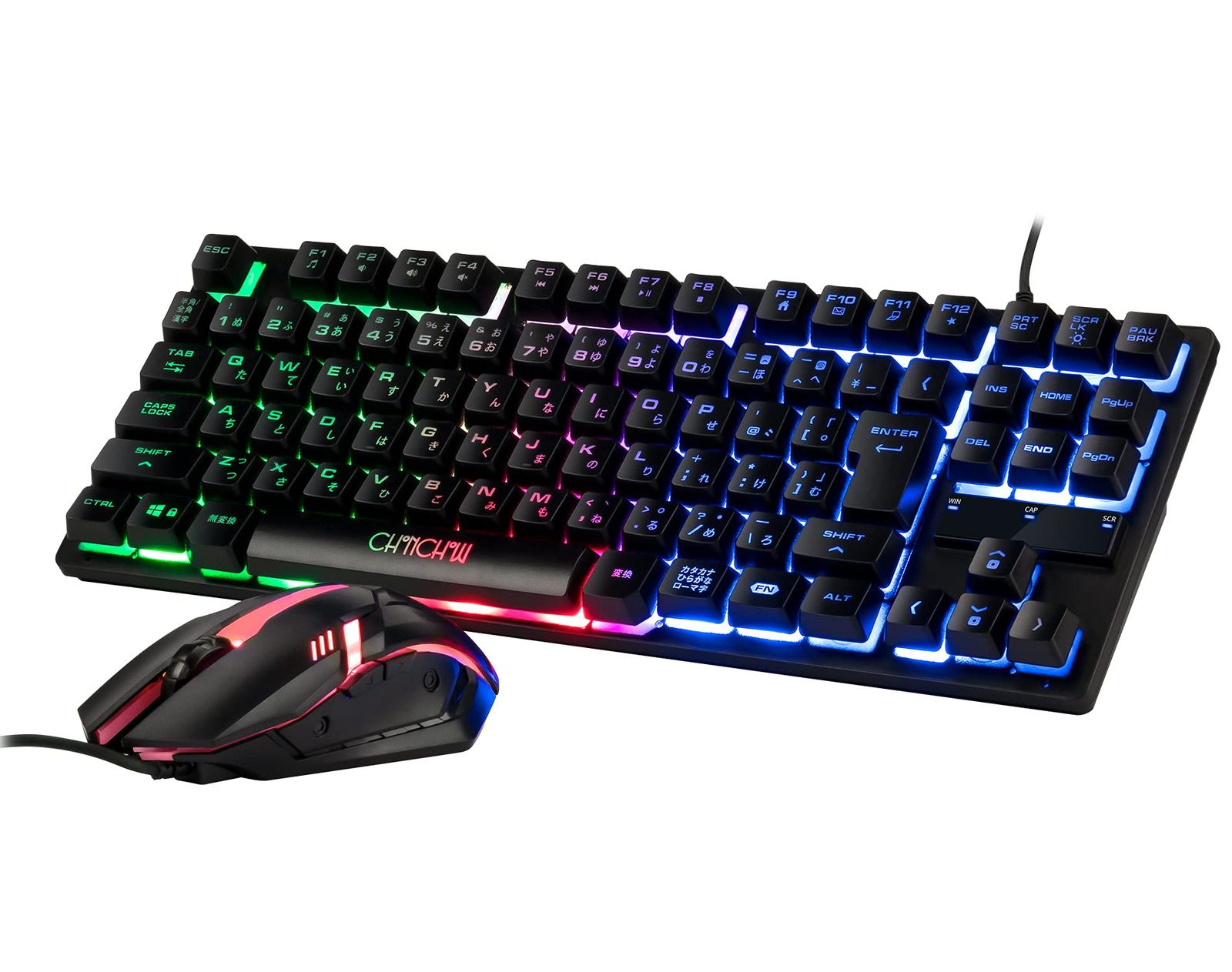 【数量限定】テンキーレス ゲーミングキーボード usb有線 19キー防衝突 4段階DPI 88キー 任天堂switch対応 RGBゲーミングマウス ps4直差し ps5 日本語配列 (Black) ゲーミングキーボードマウスセット 