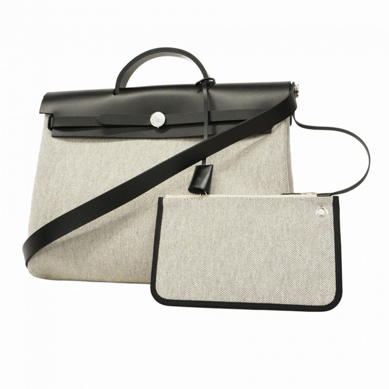 エルメス Hermes エルメス ハンドバッグ エールバッグジップMM トワルアッシュ ブラック B刻印レディース