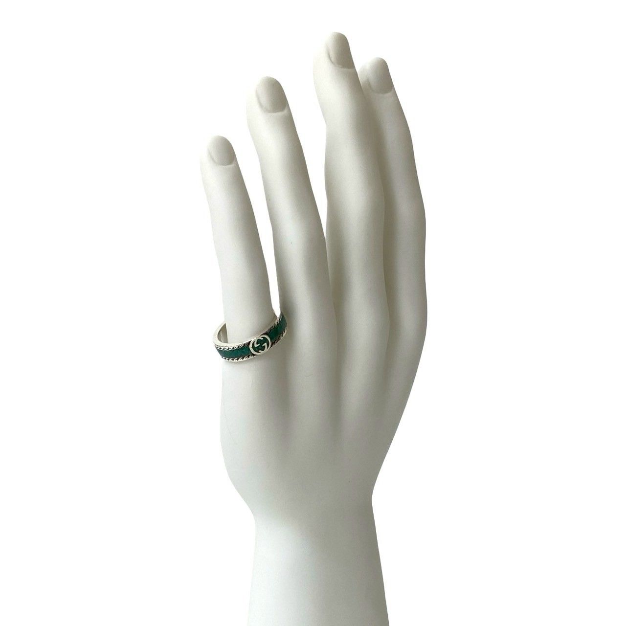 国内正規品　未使用品　GUCCI シルバーターコイズリング　グッチ　指輪 極 美品 希少品 箱 袋付き GUCCI グッチ インターロッキングG ロゴ