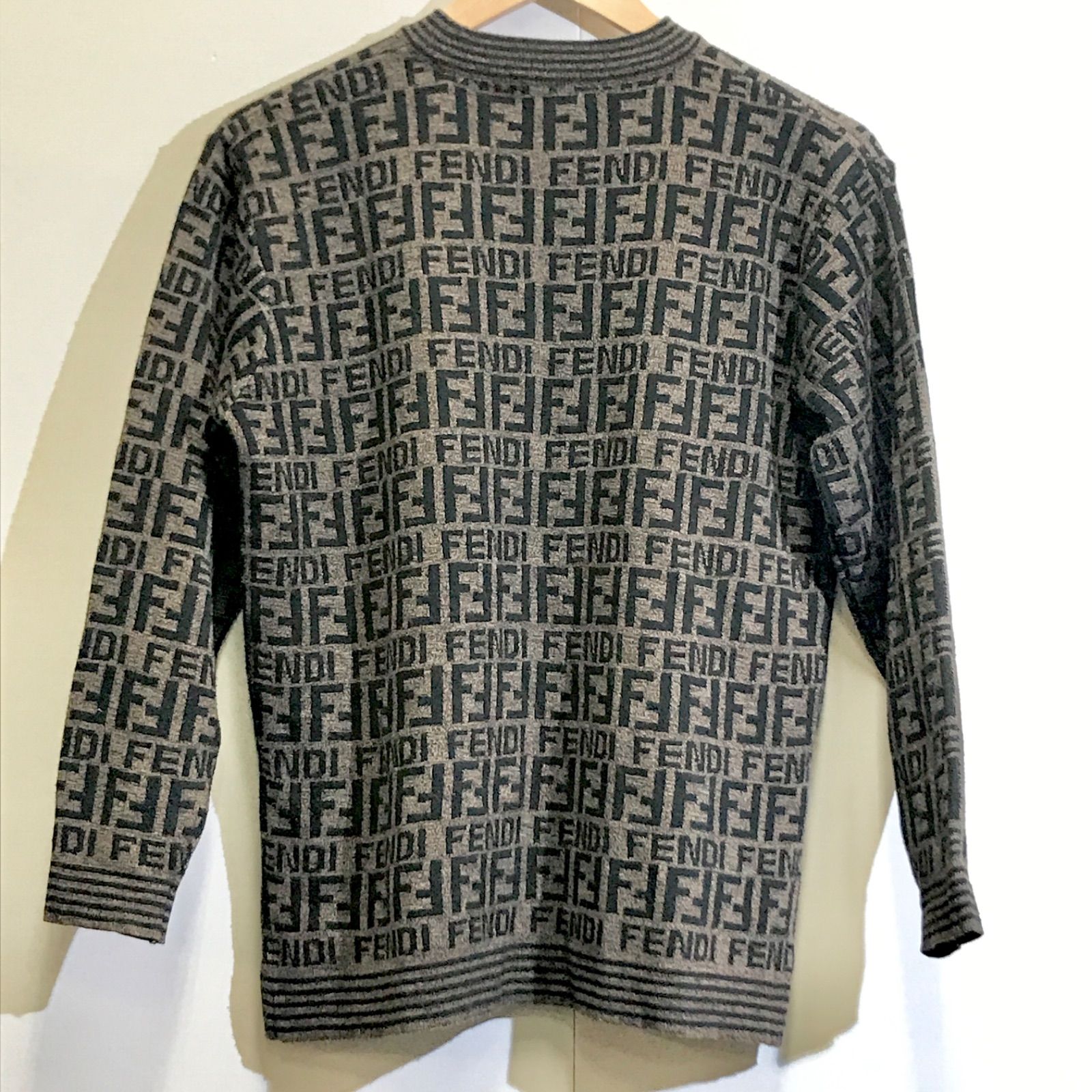 FENDI フェンディ ズッカ コットン ニット ブラウン メンズ