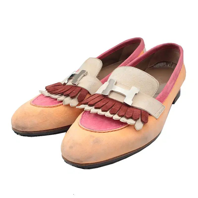 エルメス マルチカラー スウェード タッセル ローファー 36半