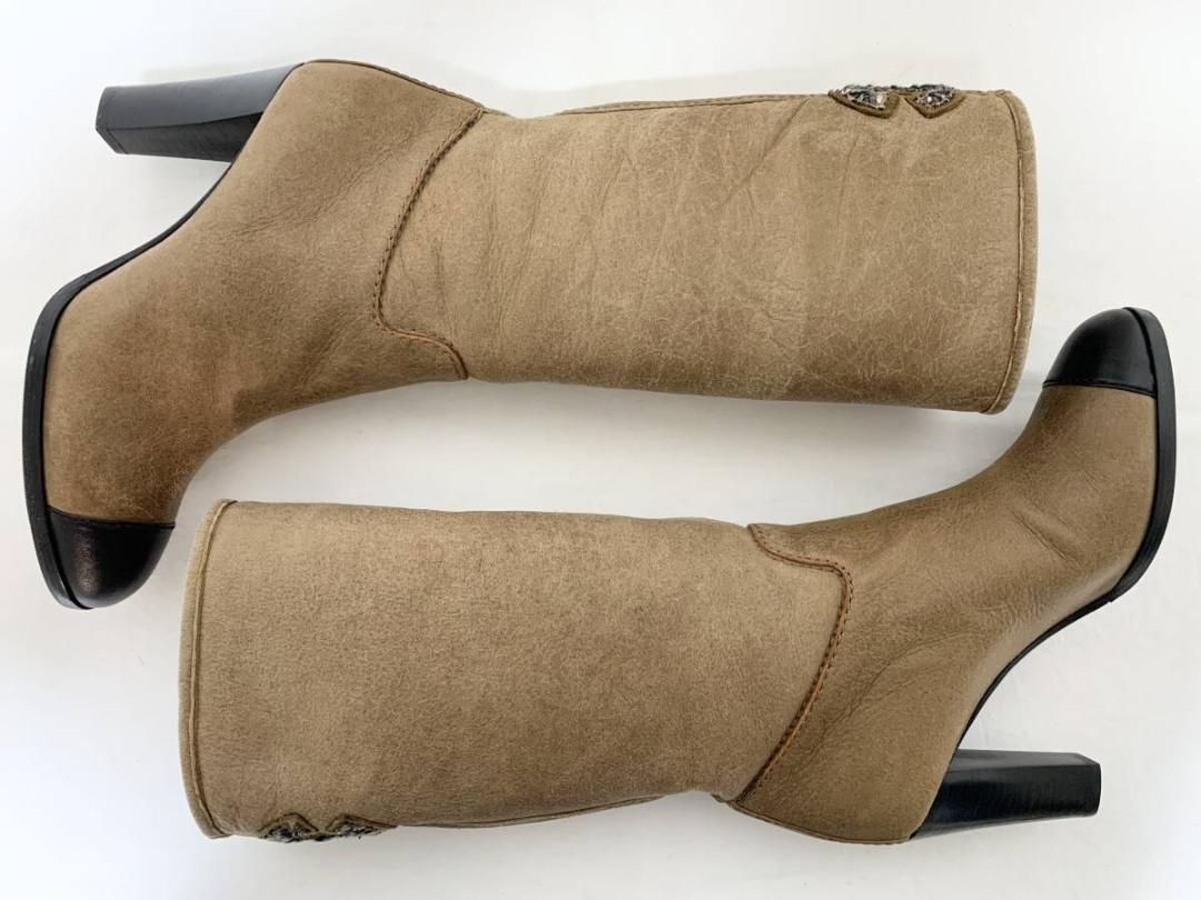 シャネル CHANEL 36 ツイードココマーク ムートンブーツ