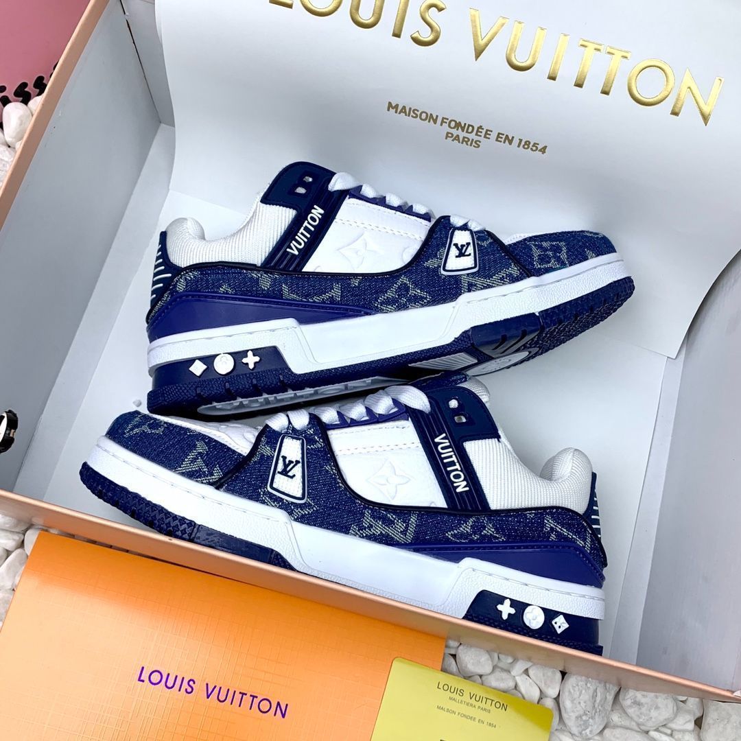 LOUIS VUITTON Trainer デニムレザーカジュアルロートップファッションスニーカー