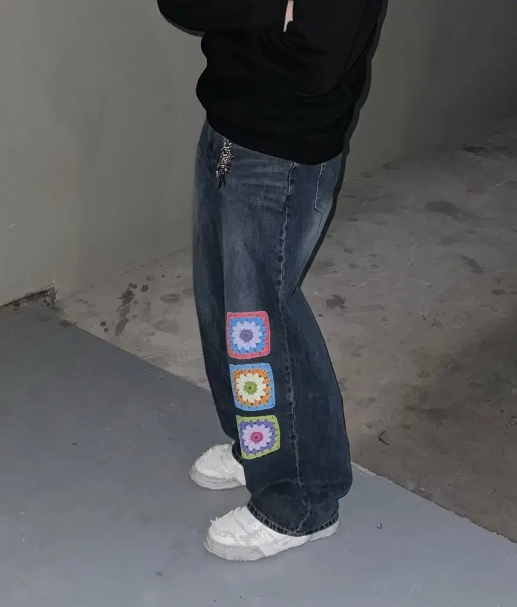 L ロシロシ クロシェ ジーンズ MIDDLE BLUE