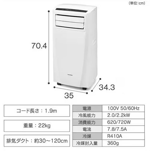 ポータブルエアコン IPC-221N 100V アイリスオーヤマのポータブルクーラー(IPC-221N)を使用した感想
