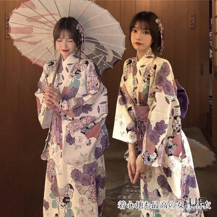 全 浴衣 レディース 花柄 和服 浴衣 女性用 コスチューム 浴衣 平織り きれいめ フリーサイズ 花火大会 夏祭り 旅館 浴衣セット ゆかた 大人用 あわせ お出かけ 七夕 41518