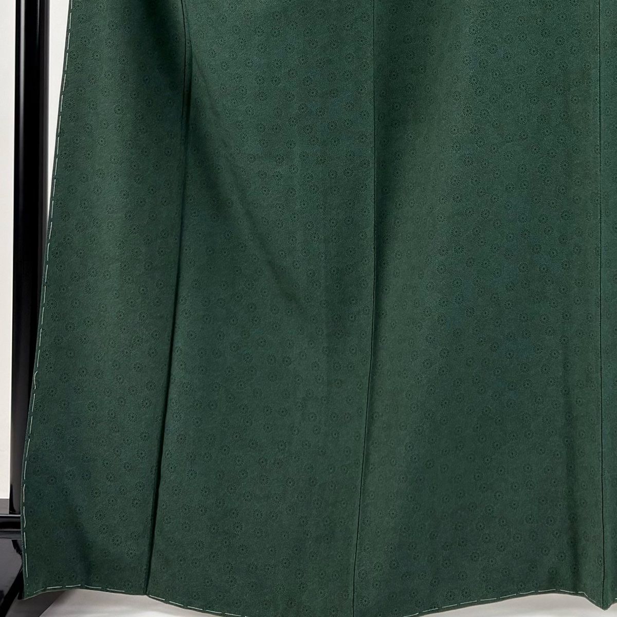 江戸小紋 身丈165.5cm 裄丈68cm L 袷 人間国宝 六谷梅軒 やまと 落款 菊唐草 深緑 正絹