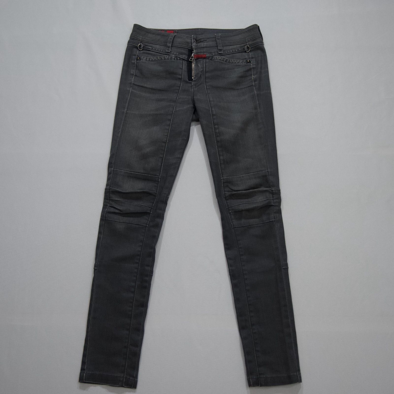 Marithe Francois Girbaud LowRise Draping Stretch Skinny Denim 