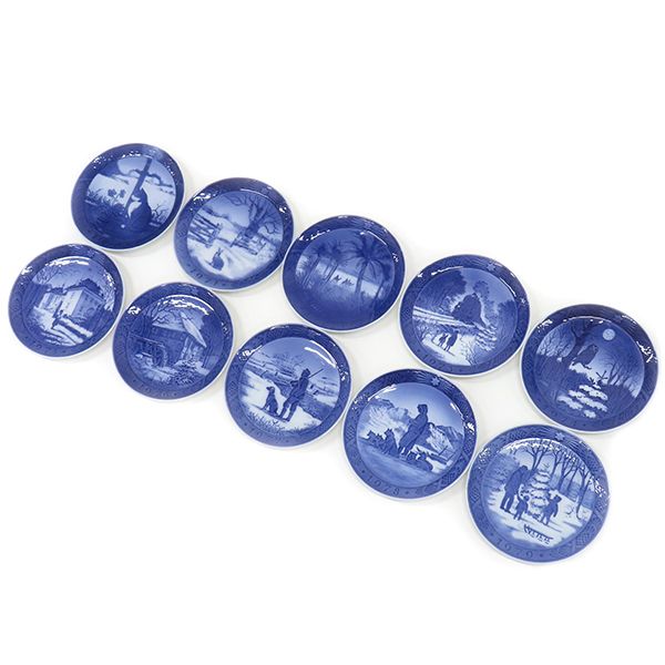ロイヤルコペンハーゲン ROYAL COPENHAGEN 食器 イヤープレート 1970年代 10枚セット 陶磁器 ブルー×ホワイト ヴィンテージ 北欧 飾り皿 絵皿 1970~1979