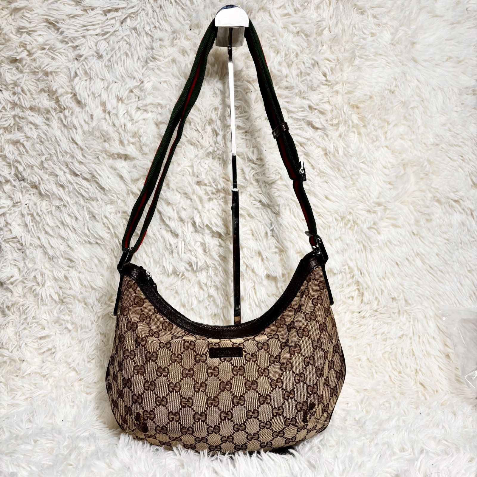 GUCCI グッチ GGキャンバス シェリーライン ショルダーバッグ ベージュ 
