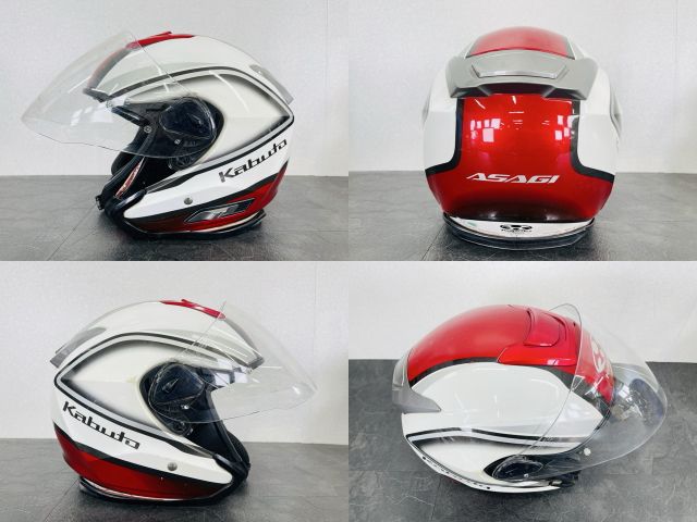 ジェットヘルメット 【中古】KABUTO カブト ASAGI レッド/ホワイト XL