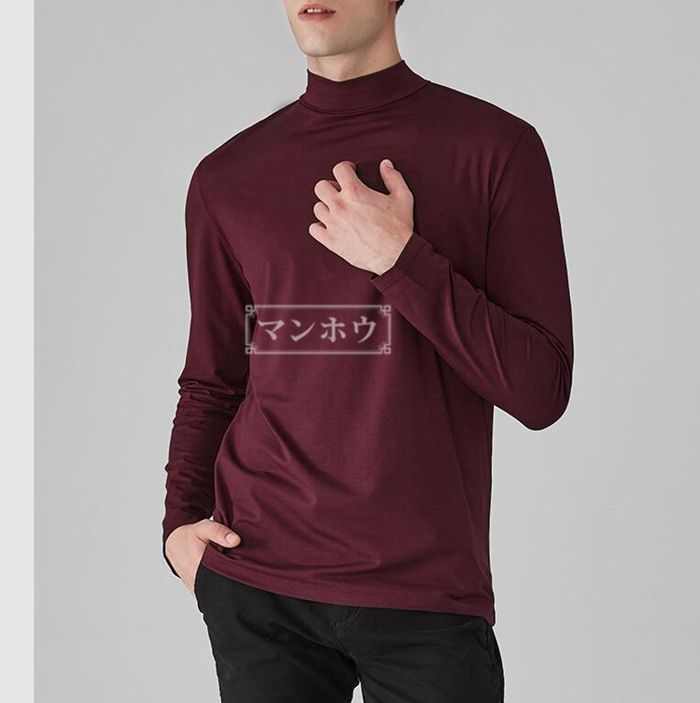 Tシャツ メンズ ハイネックTシャツ モックネック ゴルフウェア ハイネック 長袖トップス カットソー ロングtシャツ インナー 肌着 スポーツ ゴルフtシャツ シンプル 春秋 父の日 敬老の日 ZiwM