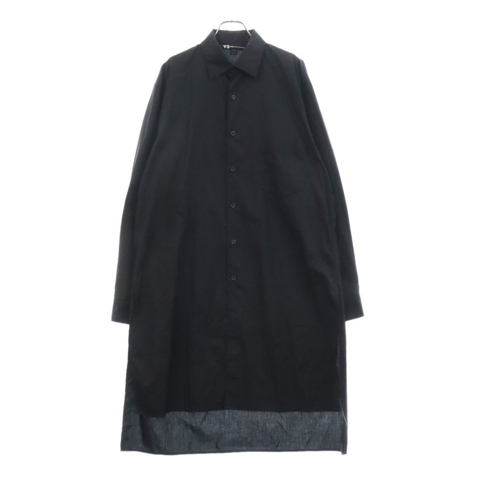 Y-3 (ワイスリー) 18SS バッグロゴプリント 長袖ロングシャツ ブラック