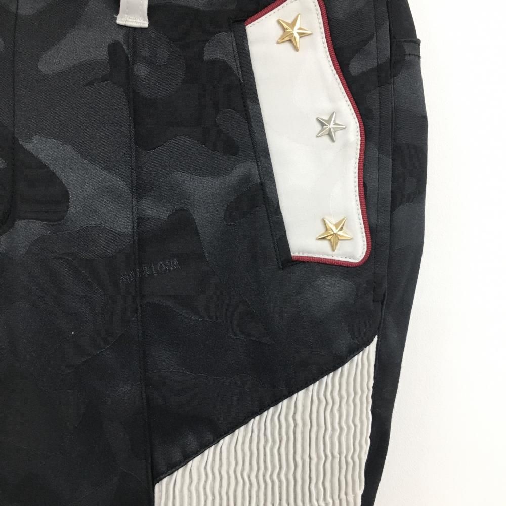超 マークアンドロナ パンツ 黒×白 カモフラ柄地模様 迷彩 バイカラー ストレッチ レディース M ゴルフウェア MARK＆LONA WWW_OLIVIERBERNSTEIN_COM