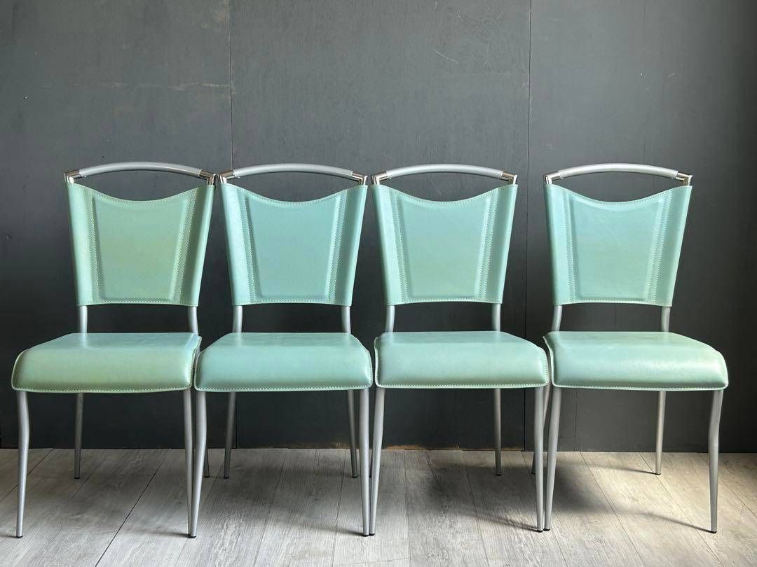 北欧レトロ アイアンフレーム レザーチェア ダイニングチェア 古家具 4