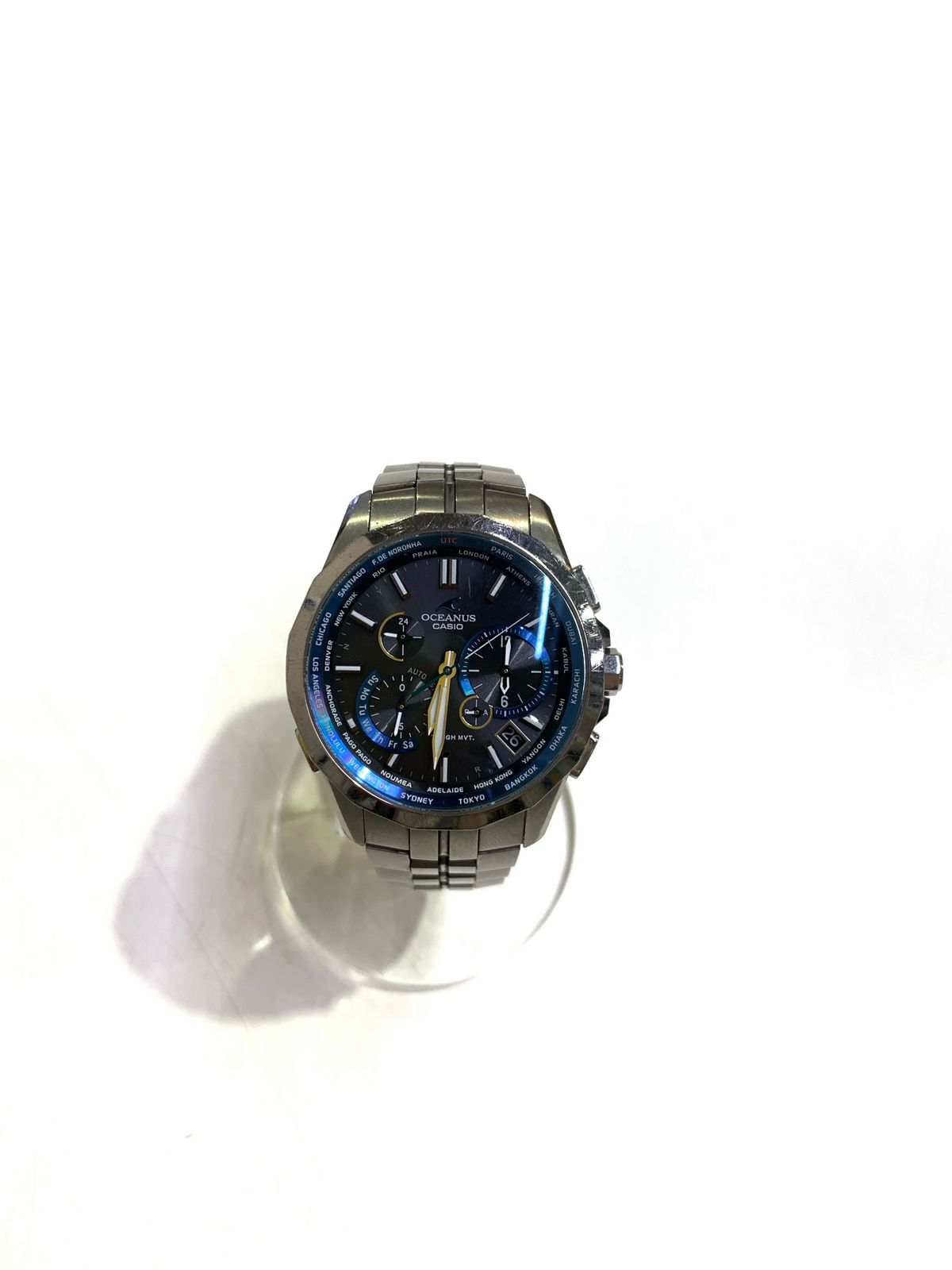 CASIO　カシオ　OCW-S2400-1AJF　OCEANUS　MANTA　オシアナス　マンタ　腕時計　アナログウォッチ　クロノグラフ　デイト窓　シルバー/ブルー