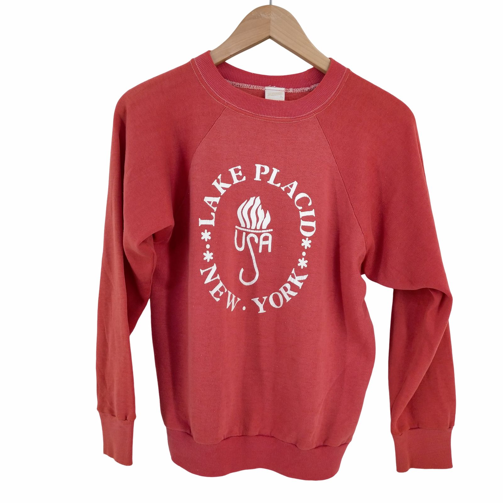 スポーツウェア sports wear USA製 LAKE PLACID NEW YORK ラグランスウェット メンズ import：L 