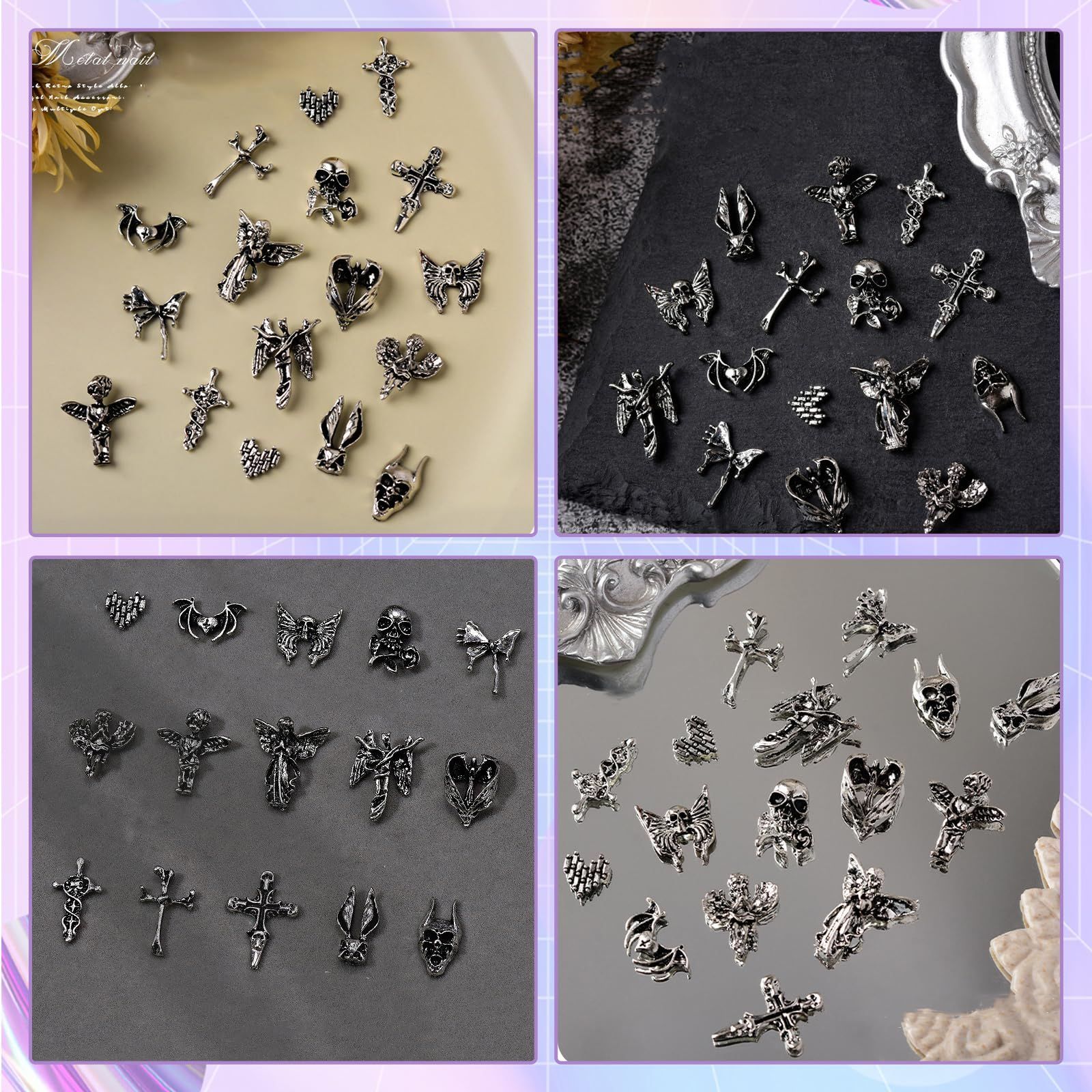 新着商品】十字架 クロス メタルパーツ 立体 スカル 3D diy手芸 ネイル
