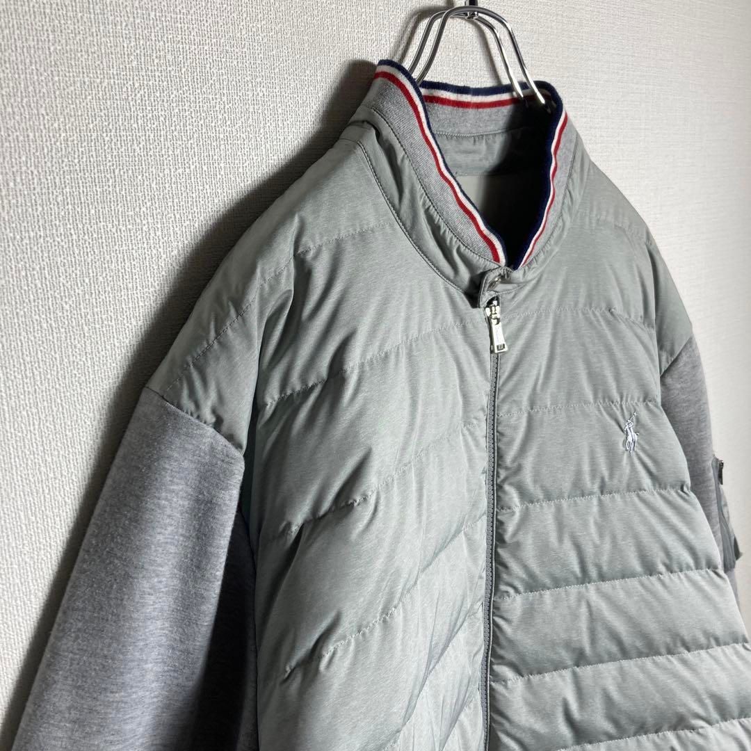 美品】ラルフローレン 切り替え ダウンジャケット 刺繍ロゴ 2XL 希少  