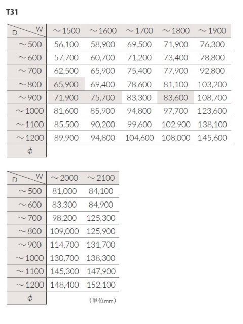 サイズにより価格が変わります 業務用家具