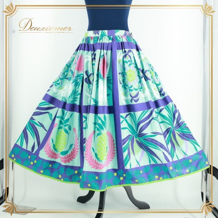 【フラダンス衣装】イエロー MermaidLine MMJ マーメイドライン ワンピース ドレス オレンジ 緑 ティアレ柄 黄 かわいい 花柄 フラダンス衣装】イエロー MermaidLine MMJ マーメイドライン