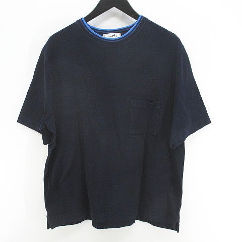 エルメス HERMES 半袖 カットソー XL ネイビー 紺系 ポケット 綿 コットン イタリア製